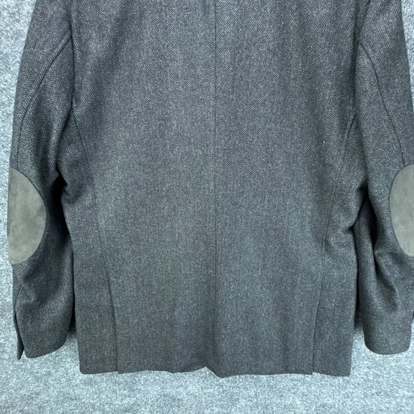 Joseph Abboud Sport Coat Mens XL Gray Herringbone Wool Blend Elbow Patch Blazer - Picture 5 of 16